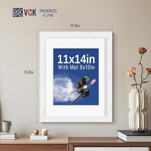 Image of VCK 11x14 Picture Frame 5 Pack, White Exclusive Wood, HD Glass, for Photo