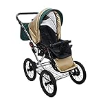 SKYLINE Klassisch Retro Stil LUX Kombi-Kinderwagen Buggy 3in1 Reise System Autositz (Isofix) (Grün/14"Luft Bereifung)
