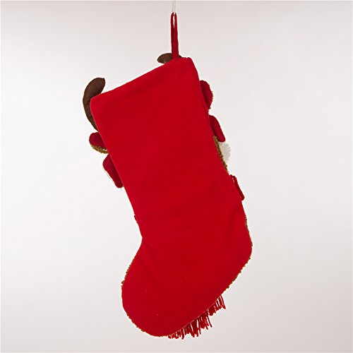 Glitzhome 19" L 3D Reindeer Christmas Stocking Oversize Handmade Hooked Xmas Fireplace Hanging Stockings Decoration Stockings For Family Holiday Season Party Decor #TOP3