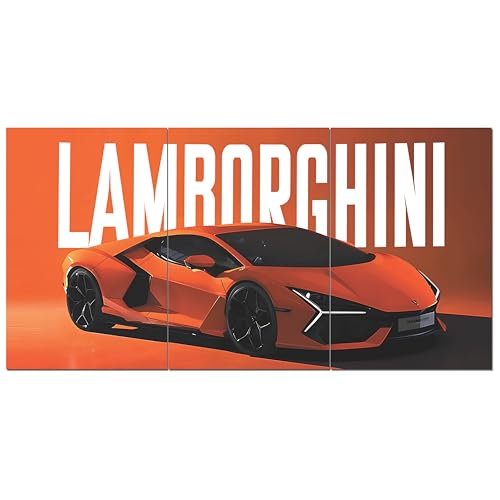 Image of Posternet Super Car Split Poster Set, 12 inch x 18 inch, Split Design Wall Decor Posters For Bedroom, Living Room, Office. (Lamborghini)