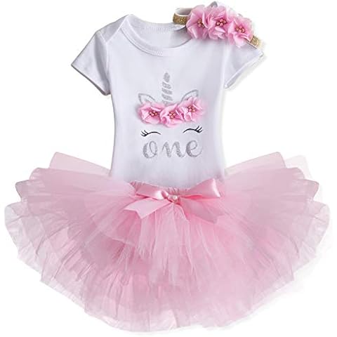 TTYAOVO Baby Girl 1st Birthday Princess Tutu Skirt Clothes 3 Piece Set (1 Years, 02 Pink) Cover