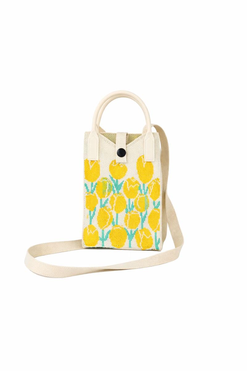DEVHEER Cute Mini Sling Bag for Girls & Women | Mobile Bag | Lightweight Crossbody Handbag with Adjustable Strap | Soft Knitted Fabric Tote with Top Handle | Small Travel, Casual & Gift Bag
