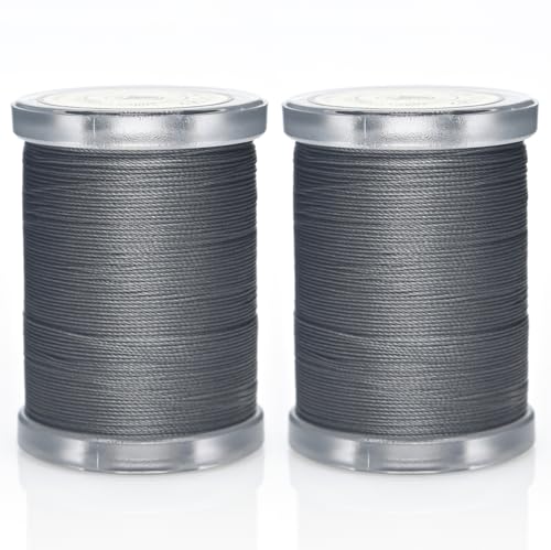 Image of Selric 300Yards Extra Strong Bonded Nylon Thread for Leather Sewing, Dark Grey Heavy Duty Upholstery Thread for Heavy Fabric (2 Spools)-Dark Grey
