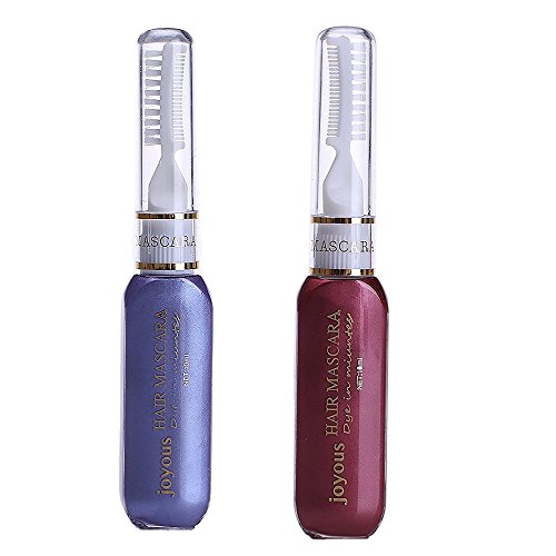 Professional Temporary Hair Mascara Hair Color Stick Salon Diy Hair Dye (Sky Blue+Wine Red)