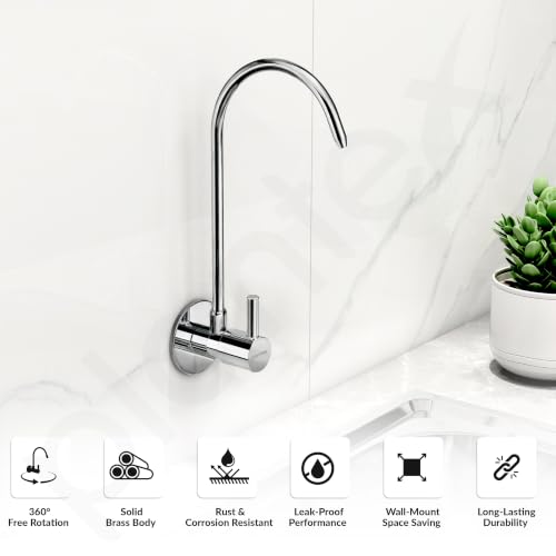 Image of Plantex RO Water Purifier Tap for Kitchen Sink / /Drinking Water Tap /Brass 360 Rotatable Wall Mount RO Faucet /Heavy Duty Brass RO Tap for All RO Water Purifiers - Chrome (RO-017)