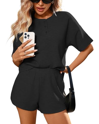 PJFPJF 2 Piece Sets for Women 2026 Summer Waffle Knit Lounge Short...