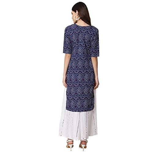 Image of Pinkmint Women's Crepe Floral Regular Kurta