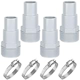 4 Pack Universal Combo Pool Hose Adapter 1-1/4' or 1-1/2' Pool Pump Hose Connector Replacement Hose Adapter with Clamps for Above Ground Pool Pump Filter Skimmer