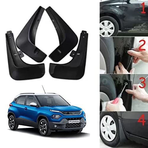 Image of Oshotto (O.E.M Fitting Cup Type) Mud Flap /Splash Guard Compatible with Punch (2021-2025) (OE Cup Fitting Cup Type-I (Set of 4pc)