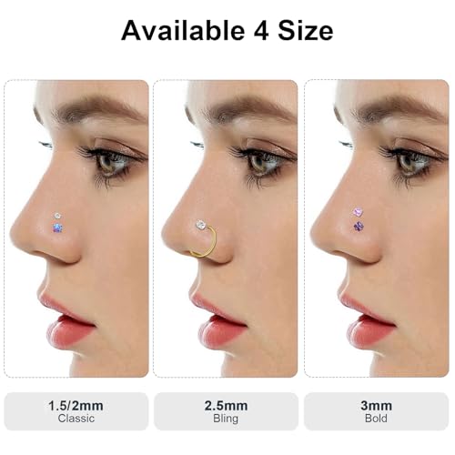 24Pcs Gold Nose Rings Hoops, 20G Surgical Stainless Steel Nose Studs, Hypoallergenic L Shaped Corscrew Nose Screw Piercing with 1.5mm 2mm 2.5mm 3mm CZ for Women Men4
