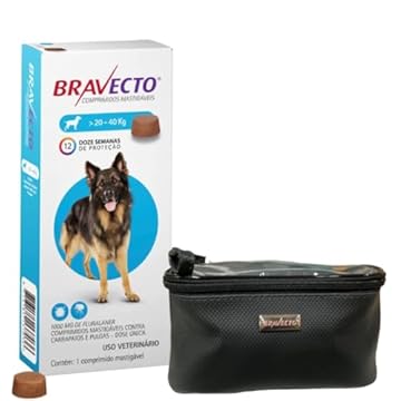 Bravecto Cães Antipulgas e Carrapatos MSD 1000mg 20-40 kg | Kit com Bolsa Bravecto