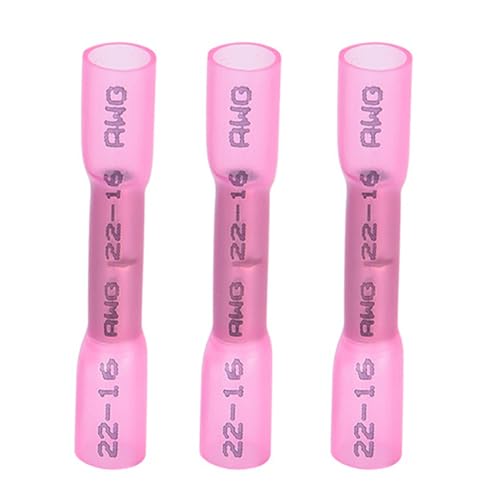 50 Pièces Connecteurs Thermorétractables Rouge, Cosse Électrique 22-16 AWG, Gaine Thermorétractable en Métal pour Utilisation dans les Industries...