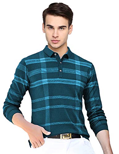 Image of EYEBOGLER Men's Polo Neck Full Sleeves Printed T-Shirt