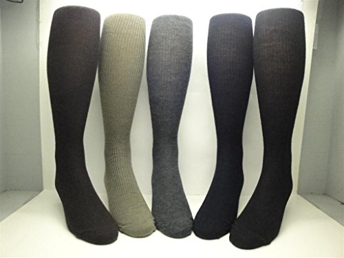 Mens Merino Wool OTC Knee-high Socks - 17" Leg (2 Pairs) (Assorted 6PK (2CHAR/2NVY/2BRN))3