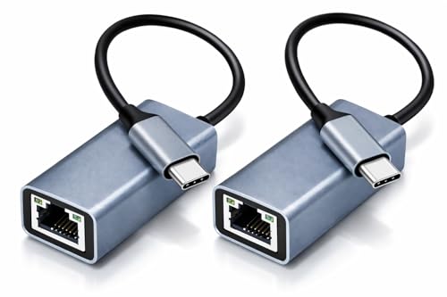 Brush & Style Pack de 2 Adaptador USB C Ethernet Gigabit 1000Mbps Conexion LAN Estable Alta Velocidad para Movil Tablet Portatil Compatible iPhone 15 iPad Pro Air MacBook Galaxy S24 S23