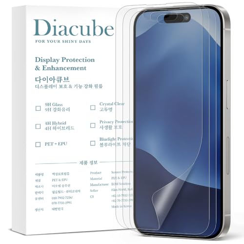 Diacube 3-Pack Anti Glare Matte Screen Protector for iPhone 16 Pro Max, Break-Resistant PET EPU Film, Anti Fingerprint, Silky Touch, Dust Free & Easy Installation with Alignment Jig