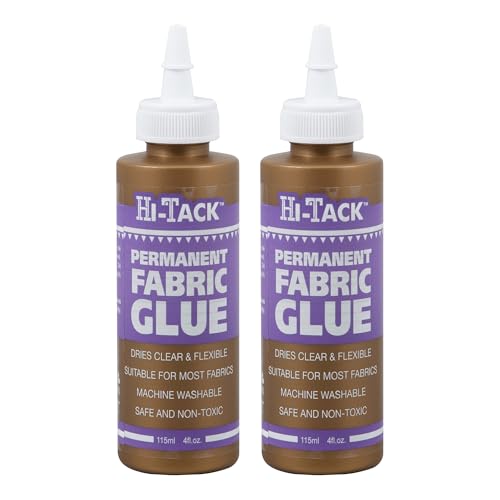 Image of HI-TACK Fabric Glue 2 Pack - 115ml High-Performance, Non-Toxic Adhesive for Fabrics, Leather, Sheepskin & Denim – Easy to Apply, Permanent Bond, Washable & Safe
