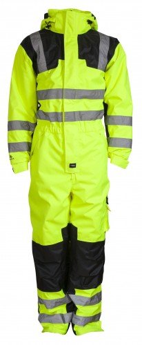 Warnschutzoverall für Winter, Thermooverall, wasserdicht und atmungsaktiv gelb/schwarz Gr.L