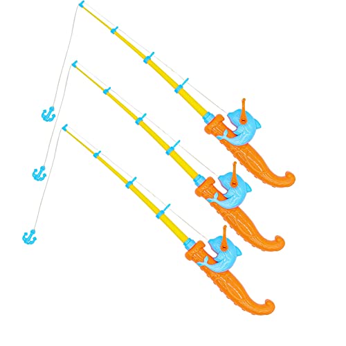 Timisea 3 Pcs Fishing Rod Pole Pool Toy Magnetic Fishing Game for Kids Bath Toy Educational Learning Toys Bathtime Toys for Boys Plastic Floating Fish Fishing Pool Toy for Kids