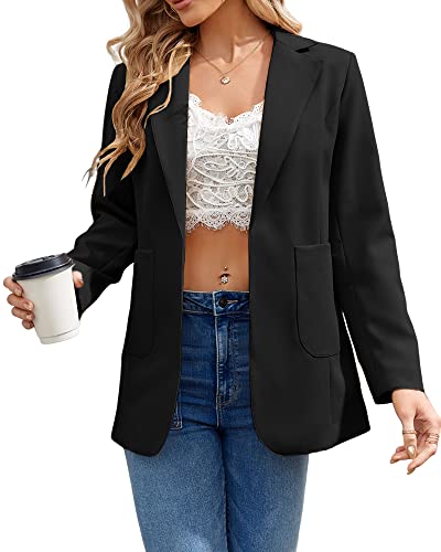 Cnkwei Womens Casual Blazers Open Front Long Sleeve Lapel Collar Work Office Jacket2