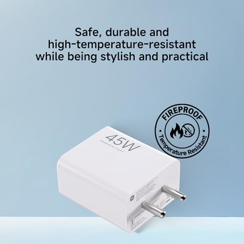 Image of Mi Xiaomi Original 45W Turbo Fast Charger Combo /Rapid Charging with Qualcomm Quick Charge 3.0. Includes USB Type-C 3A Fast Charge Cable. Compatable with mobiles, laptops, and Power Banks (White)
