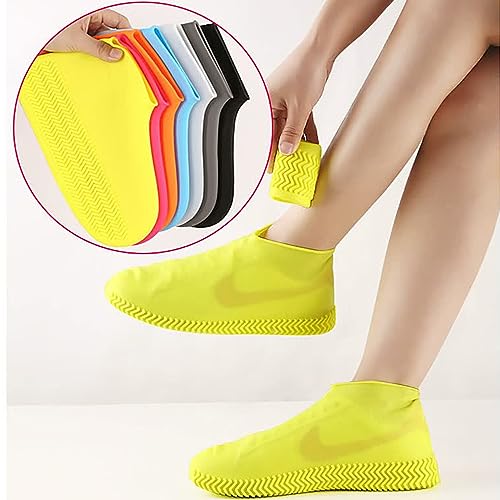 Silikon Regenüberschuhe, Silikon Überschuhe Wasserdichte Silikon Schuhüberzieher Wiederverwendbare rutschfeste Überschuhe Anti-Rutsch Schuhüberzieher für Regen, Schlammige Straßen (M, Rosa)