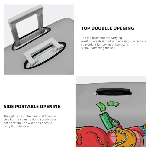 Red Cool Rich Dinosaur Travel Luggage Covers - Elasticity Suitcase Covers Protector for Luggage 18-32 Inch4