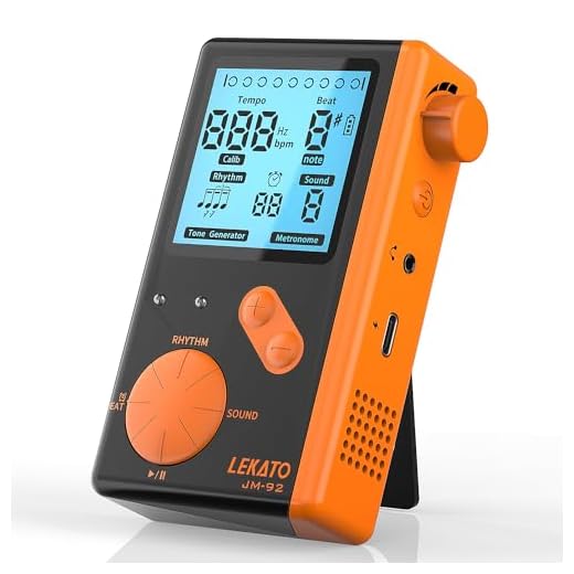 Electronic Digital Metronome for Piano Guitar Drum Ukulele Practice, Metronome with Timer, 8 Beat Tones, Tone Generator for All Instruments, Black Orange, by LEKATO
