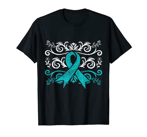 Cáncer de ovario regalo de la cinta verde azulado Camiseta