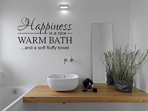 Happines is A Warm Bath Bathroom Wall Quote Sticker Transfer Decal Size Medium 66cm Wide x 42cm high Colour Racing Green