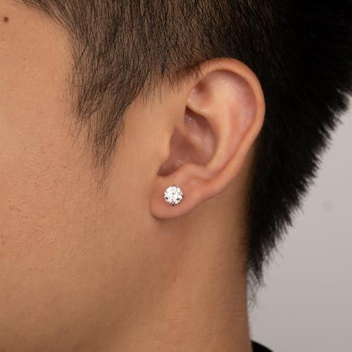 Moissanite Stud Earrings for Men, 2/3 CT Lab Created D Color VVS1 Moissanite Earrings for Men 925 Sterling Silver, Hypoallergenic Jewelry Gift3