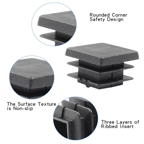 Image of Zorfeter 30 Pcs 3 /4 Inch Square Black Plastic Plugs, Fit for 3 /4 Inch Square Metal Tube, Tubing End Caps for Fence and Chair Legs