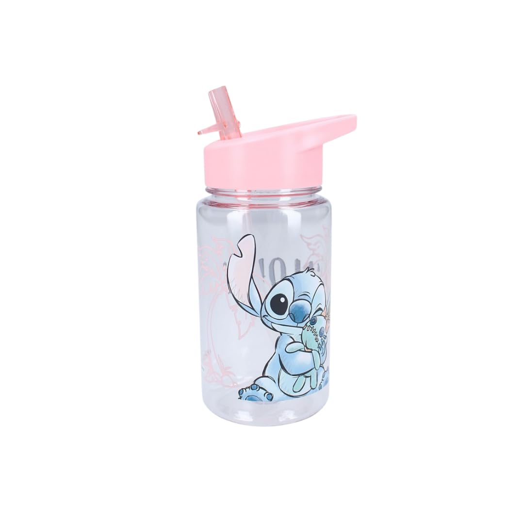 My Sweety Pop Stitch - Transparent/Pink - Stitch Plastic Water Bottle - For Children - Nursery, Preschool, School, Holiday, Meal - 12Cm - 450Ml - Hydration - Gift Idea ()