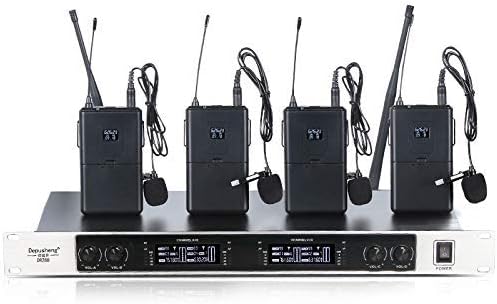Depusheng 4 Channel Handheld/Lavalier/Headset/Gooseneck Vocal Wireless Microphone System