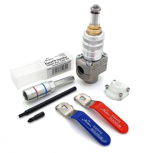 Aladdin EasyFit Isolator PRO 15mm Self-Cutting Isolation Valve Kit, Live Pipe Installation, Emergency Stop Tap