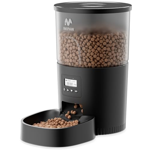 IMIPAW Futterautomat Katze, Katzenfutter Automat mit Programmierbarem Timer, Einfache Bedienung, 1-6 Mahlzeiten pro Tag, Futterspender für Katzen und Hunde (Schwarz, 3L) IMIPAW Futterautomat Katze, Katzenfutter Automat mit Programmierbarem Timer, Einfache Bedienung, 1-6 Mahlzeiten pro Tag, Futterspender für Katzen und Hunde (Schwarz, 3L)