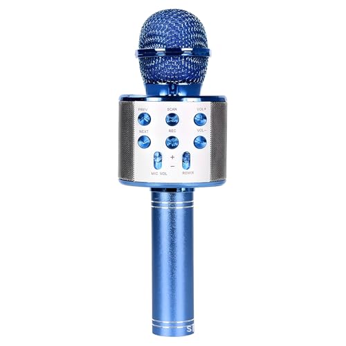 Wireless Bluetooth Karaoke Microphone Portable Handheld Mic Speaker 3-in-1 for All Smartphones Gifts Blue