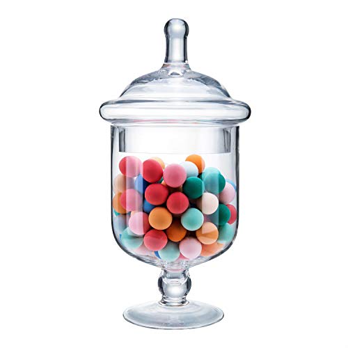Diamond Star Glass Apothecary Jars with Lids for Candy Buffet - Apothecary Jars for Bathroom, Candy Bar, Kitchen, (Height: 9