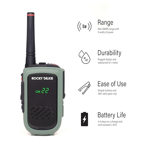Rocky Talkie 5 Watt GMRS Radio - Long Range