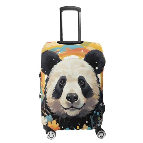 Rainbow Cartoon Panda Luggage Cover Protector - Travel Suitcase Sleeve with Dual-Sided Prints, Universal Fit 18-32 Inch, Washable Anti-Scratch Travel Baggage Cover XL4