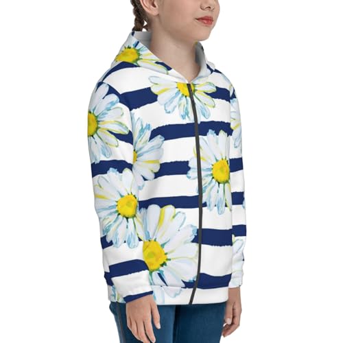 Daisy Striped Nautical Kids Pullover Hoodies Boys Zip Up Sweatshirts Girls Athletic Clothes with Pocket4