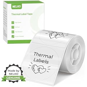 Thermal Labels for Nelko PM220 Label Maker, 2 inch (50mm) Round Thermal Label, Waterproof, Multi-Purpose Label Tape, 1 Roll of 150 Self-Adhesive Thermal Paper (Transparent), TP50x50x150
