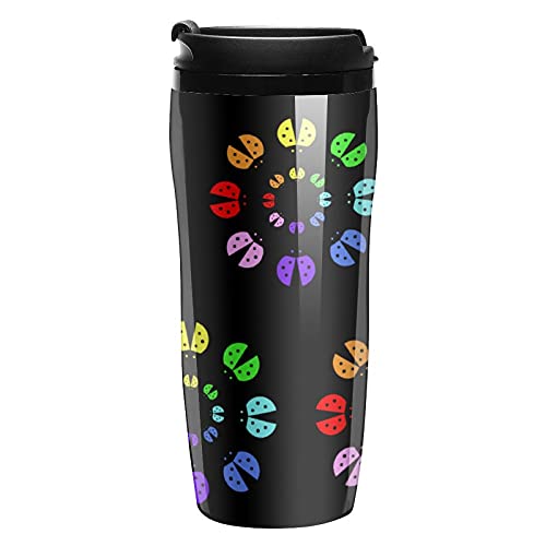 Taza de café de plástico con tapa de doble pared aislada con diseño de patrón de diseño