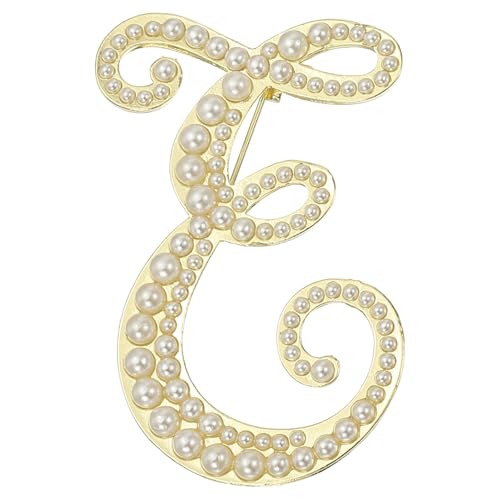 Image of PATIKIL Letter Brooch Pins, Pearl Initial Alphabet Letter Lapel Badges Pin for Women Men Girl Wife Suits Clothes Dress Bouquet Coat Hat Bag Craft Party