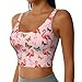 Women Girls Yoga Vest U-Shaped Back Comfort Fit Tops with Bralette Pads Removable Outfit for Gym Exercise, Lovely Flamingo Butterflies Pink