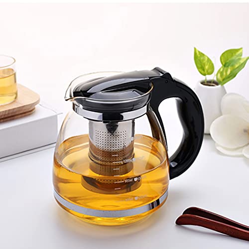 Yardwe Tetera de vidrio de 2000 ml Tetera de vidrio resistente al calor Tetera de filtro de acero inoxidable Tetera de… - Imagen 3
