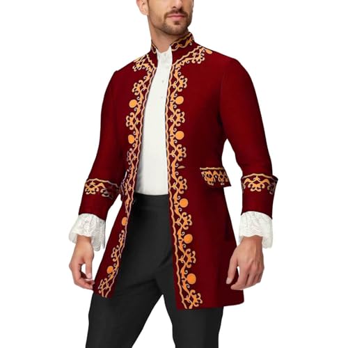 Disfraz de príncipe para hombre, abrigo de hombre de noble bordado, chaqueta steampunk, chaqueta medieval, blazer real, traje gótico, frack gótico, Halloween, fiesta temática, carnaval, cosplaye
