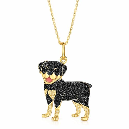 Dog Lovers' Necklace - Different Breeds of Dogs, Synthetic Black