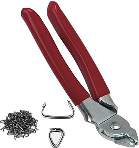 Drake Off Road 45 Degrees Bend Hog Ring Pliers Set& 100 Galvinized Hog Rings- for Upholstery Installation Kit car auto Seat Cover Heater Cooler