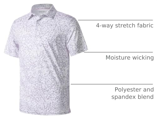 Camiseta polo para hombre de golf con estampado, manga corta, cuello cerrado, UPF 50+, transpirable y ligera miniatura 4